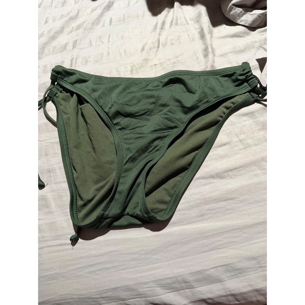 Shade & Shore Women Green Ribbed Underwire Bikini Set 36B Top Medium Bottoms